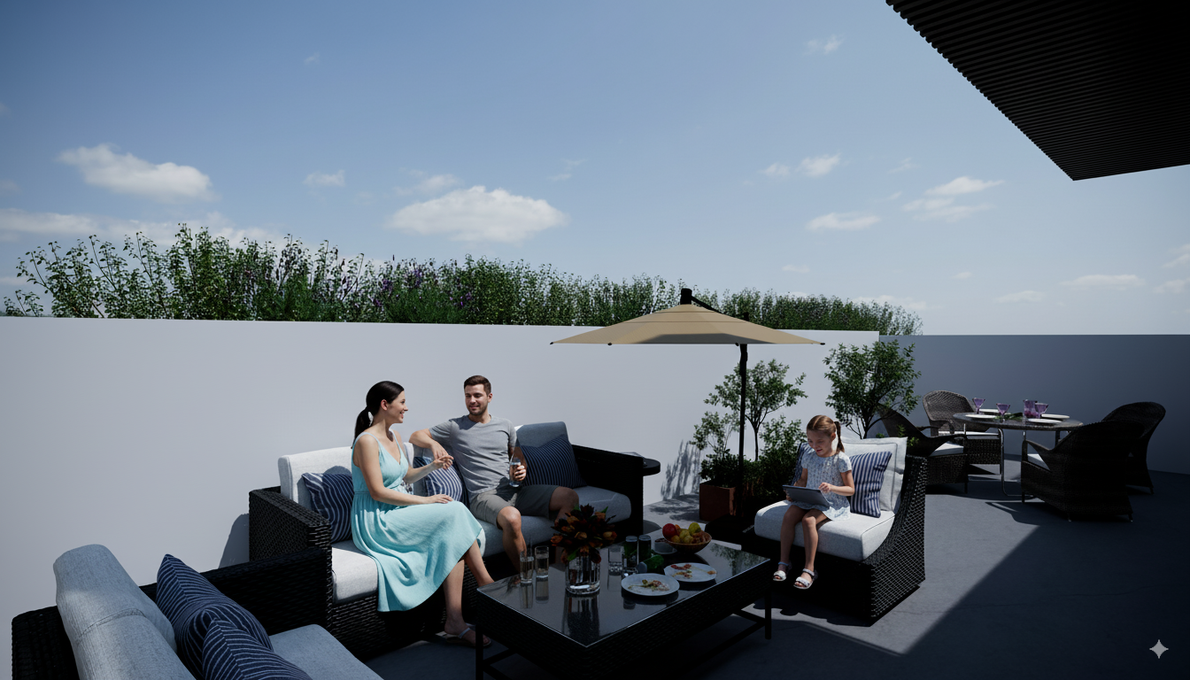 Rooftop privado al atardecer
